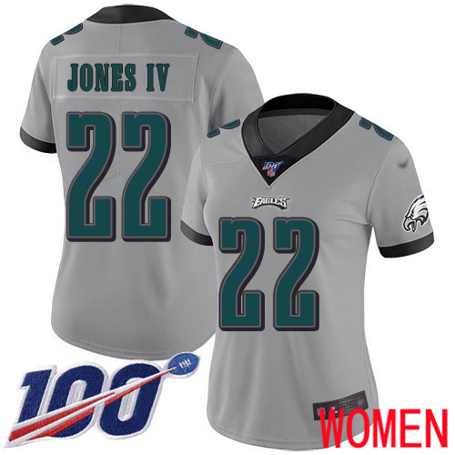 Women Philadelphia Eagles #22 Sidney Jones Limited Silver Inverted Legend NFL Jersey 100th Season Football